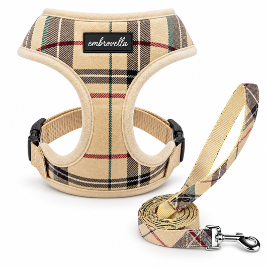 Vintage Tartan Puppy Vest Matching Leash Set