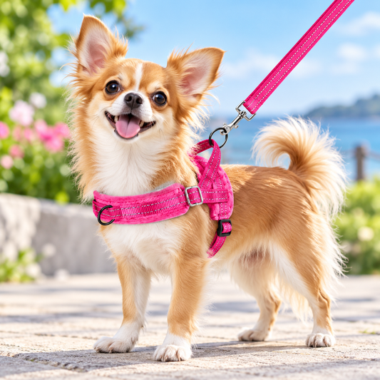 Hot Pink Soft Fleece Padded Puppy Walking Set