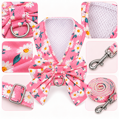 Pink Blossom Bow Dog Walking Set