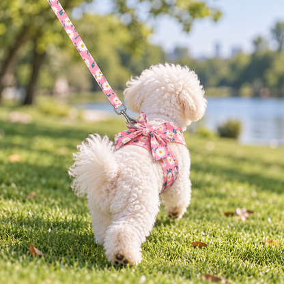 Pink Blossom Bow Dog Walking Set