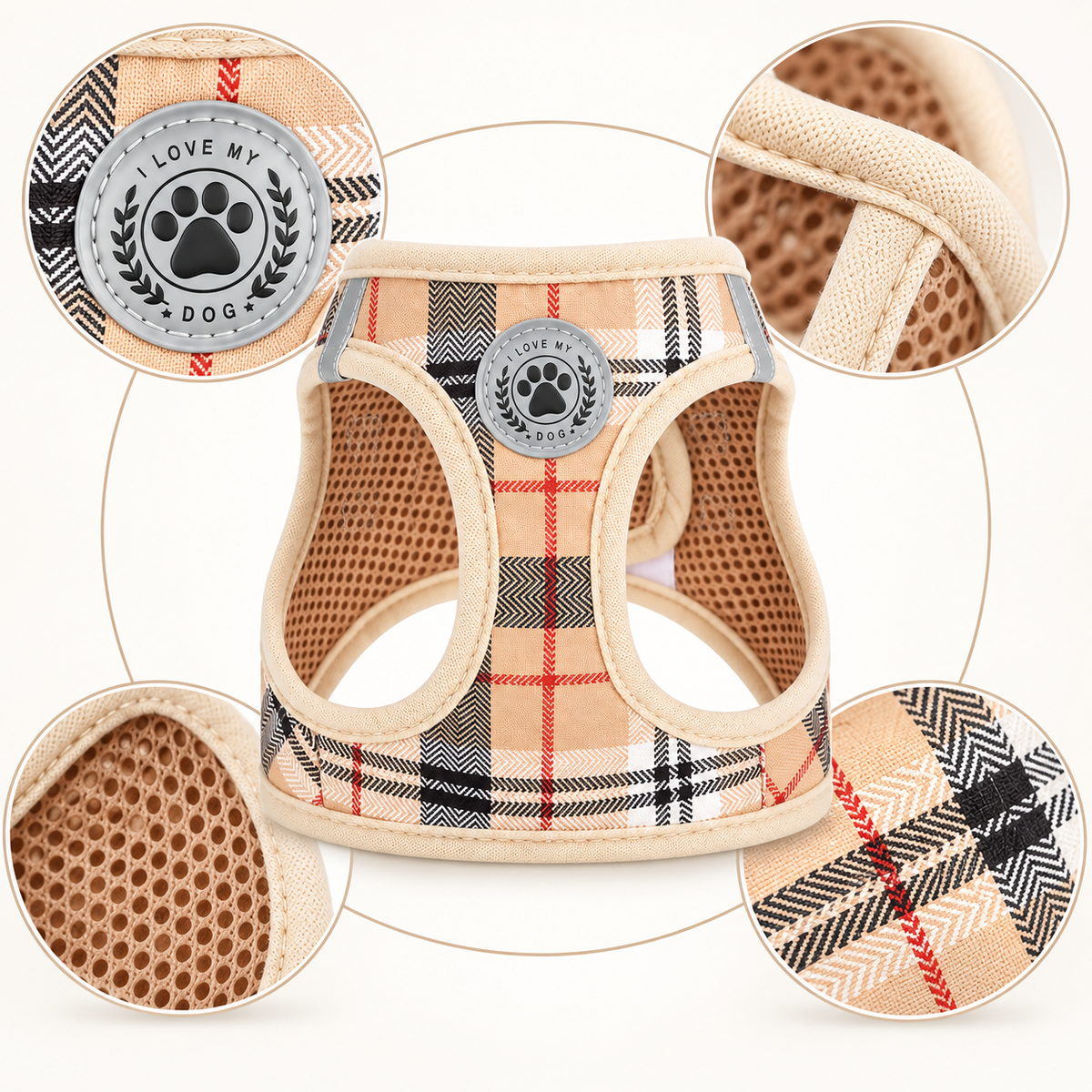 Plaid Dog Harness & Leash Set