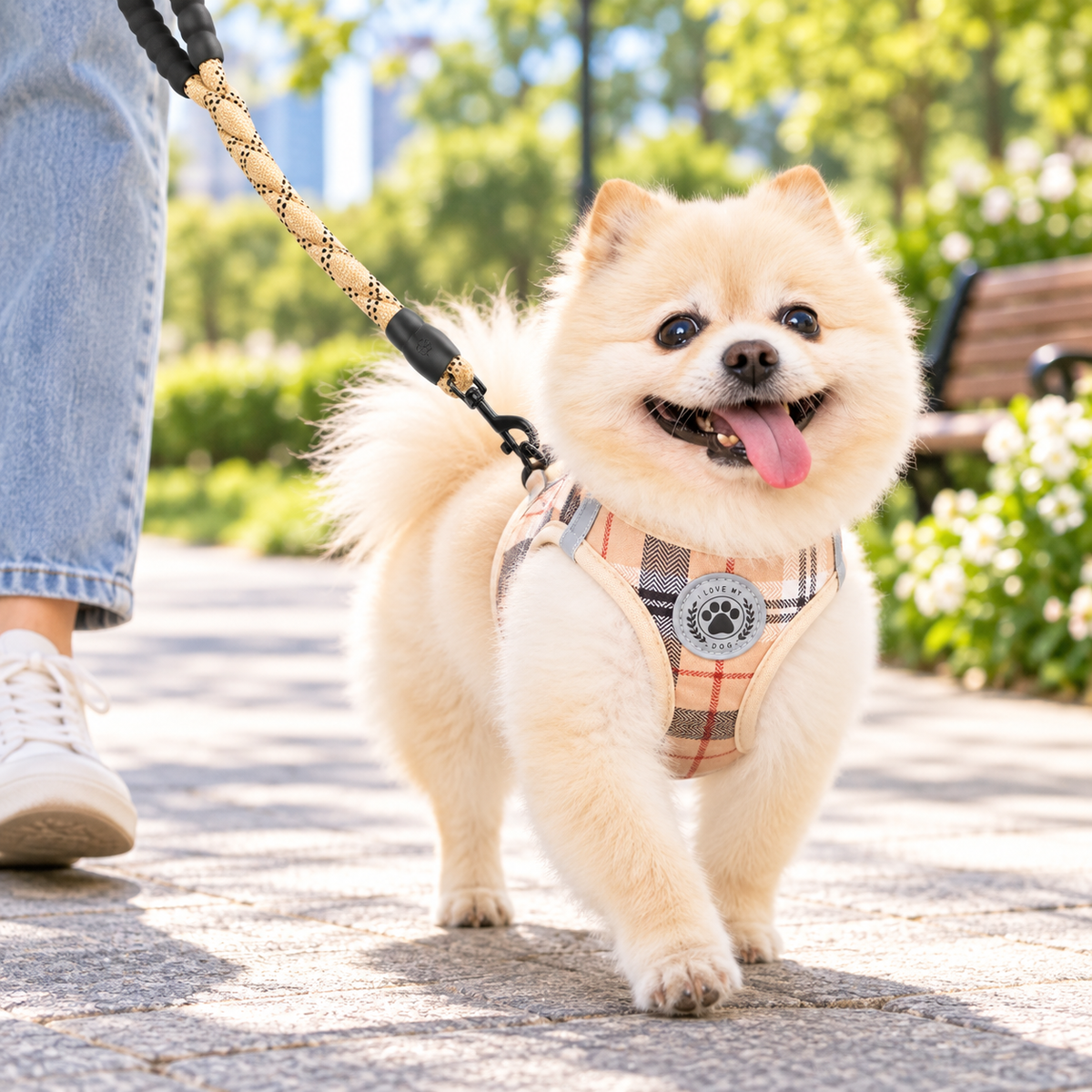 Plaid Dog Harness & Leash Set