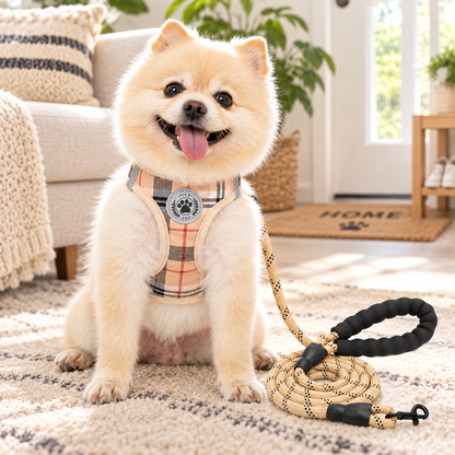 Plaid Dog Harness & Leash Set