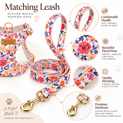 Vintage Floral Puppy Harness & Matching Leash