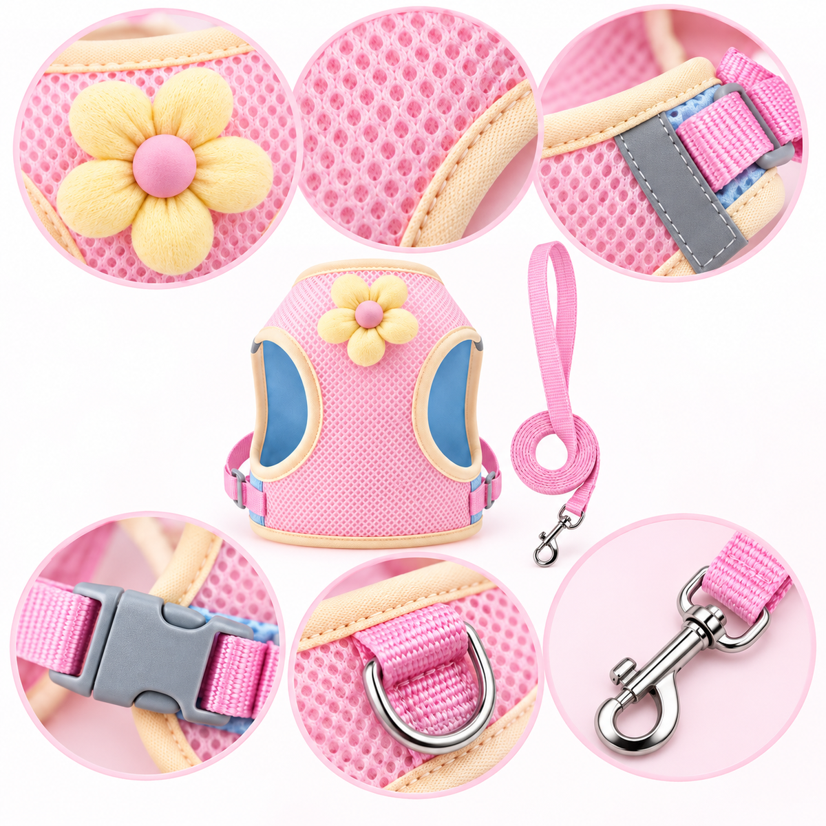 Pastel Blossom Step-In Dog Walking Set
