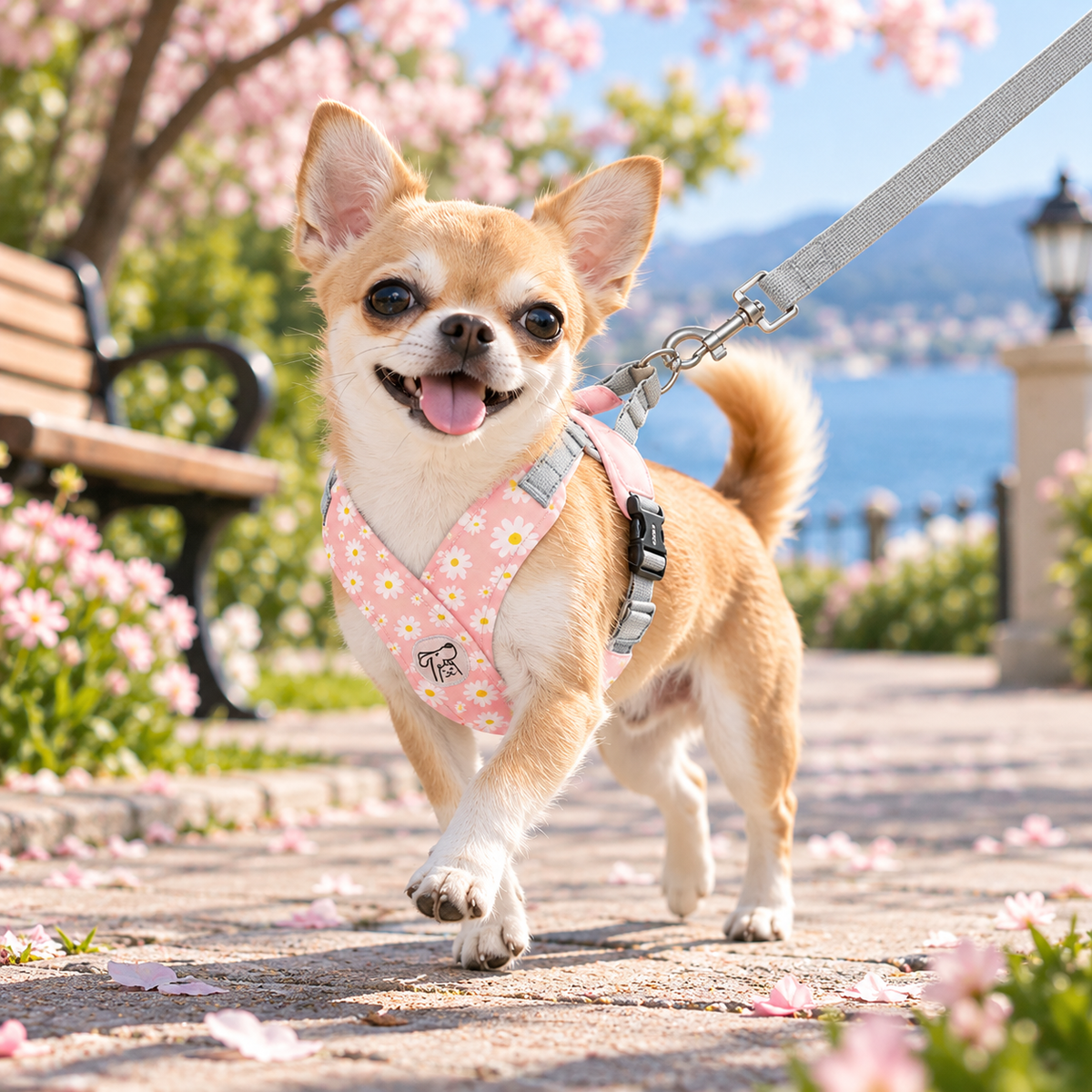 Daisy Floral Dog Harness Leash Set