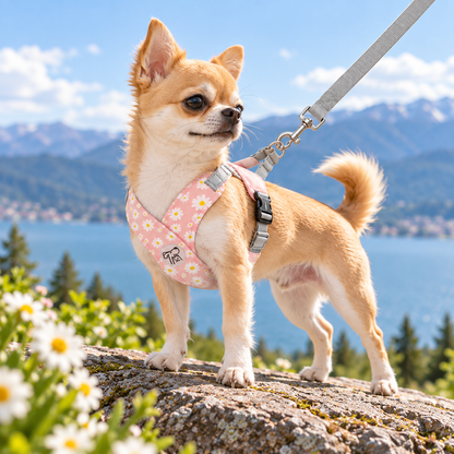Daisy Floral Dog Harness Leash Set