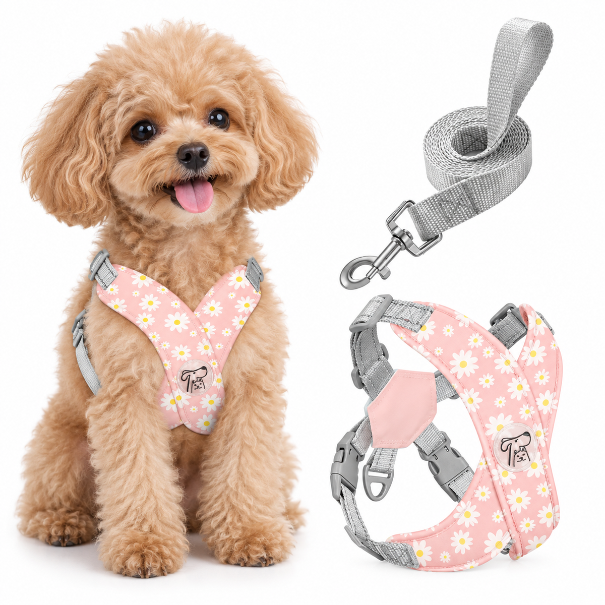 Daisy Floral Dog Harness Leash Set