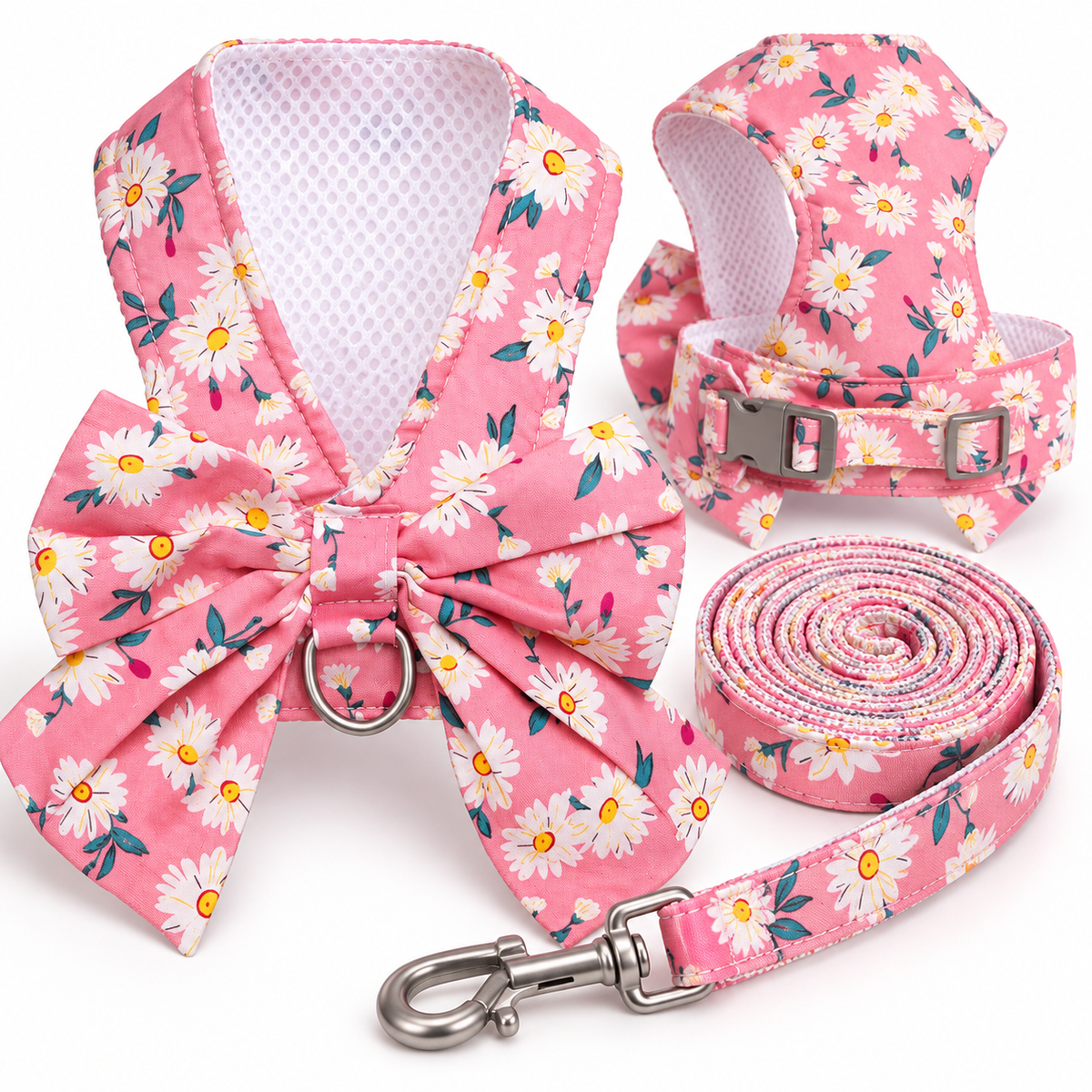 Pink Blossom Bow Dog Walking Set