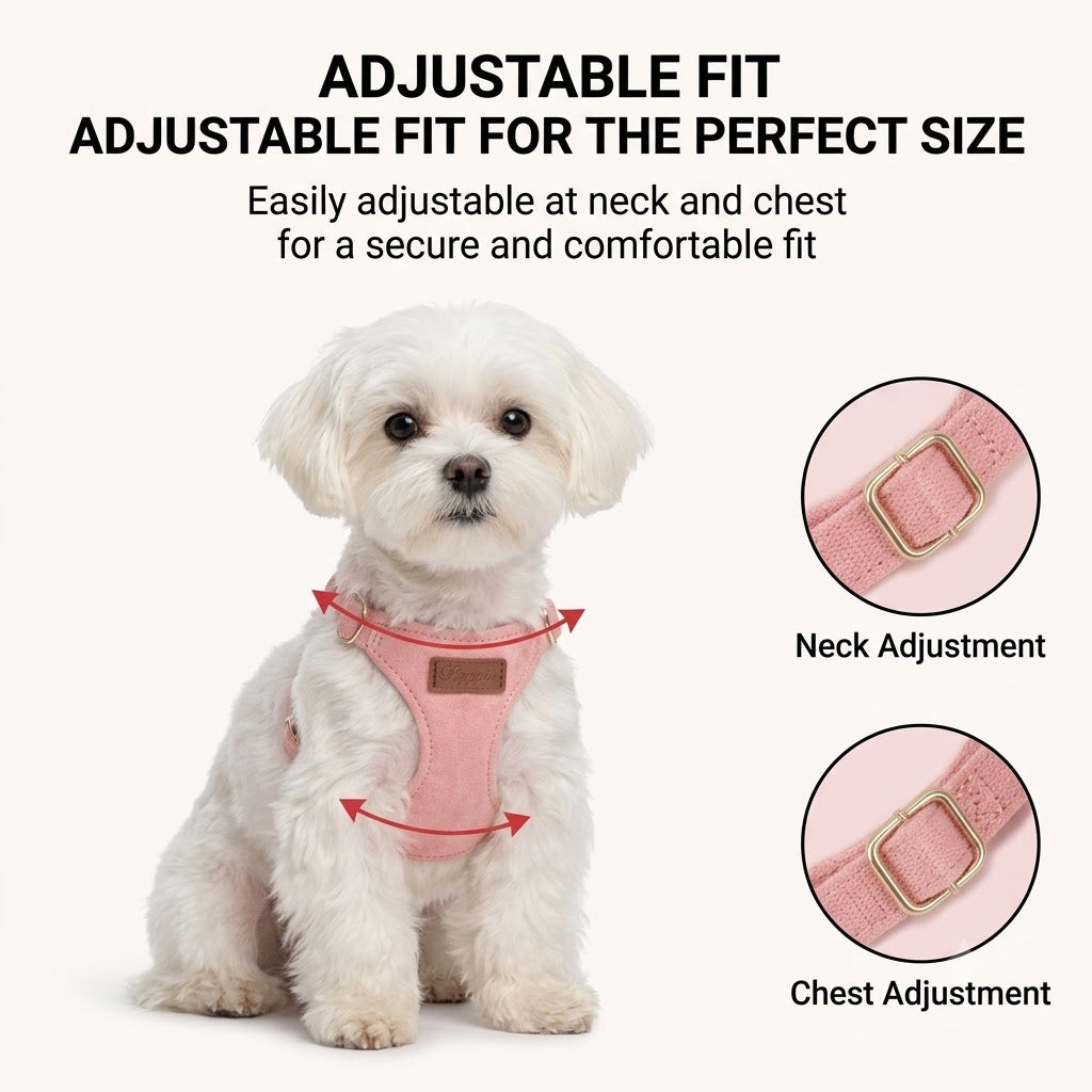 Blush Pink Velvet Dog Harness Set